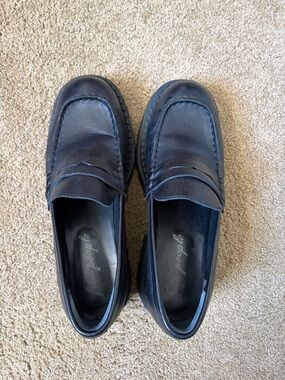 Free People Black Chunky Leather Penny Loafers